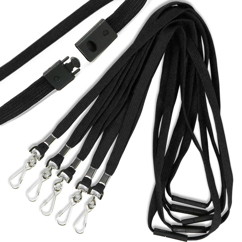 Ollain Safety Breakaway Lanyard with J-Hook Flat Lanyards for ID Badges Cruise Lanyard Bulk Preimum Lanyards for Women/Men Business Card NameTag Holder Lanyards Employee Students (Black, Breakaway 50 Pack) - Image 1